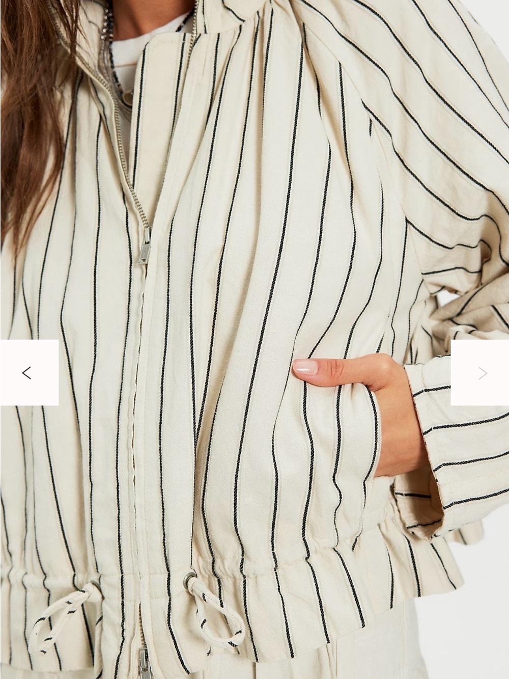 Devon Striped Balloon Funnel-Neck Jacket S - Picture 4 of 6